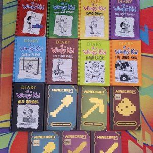 diary of a wimpy kid and minecraft books lot bundle